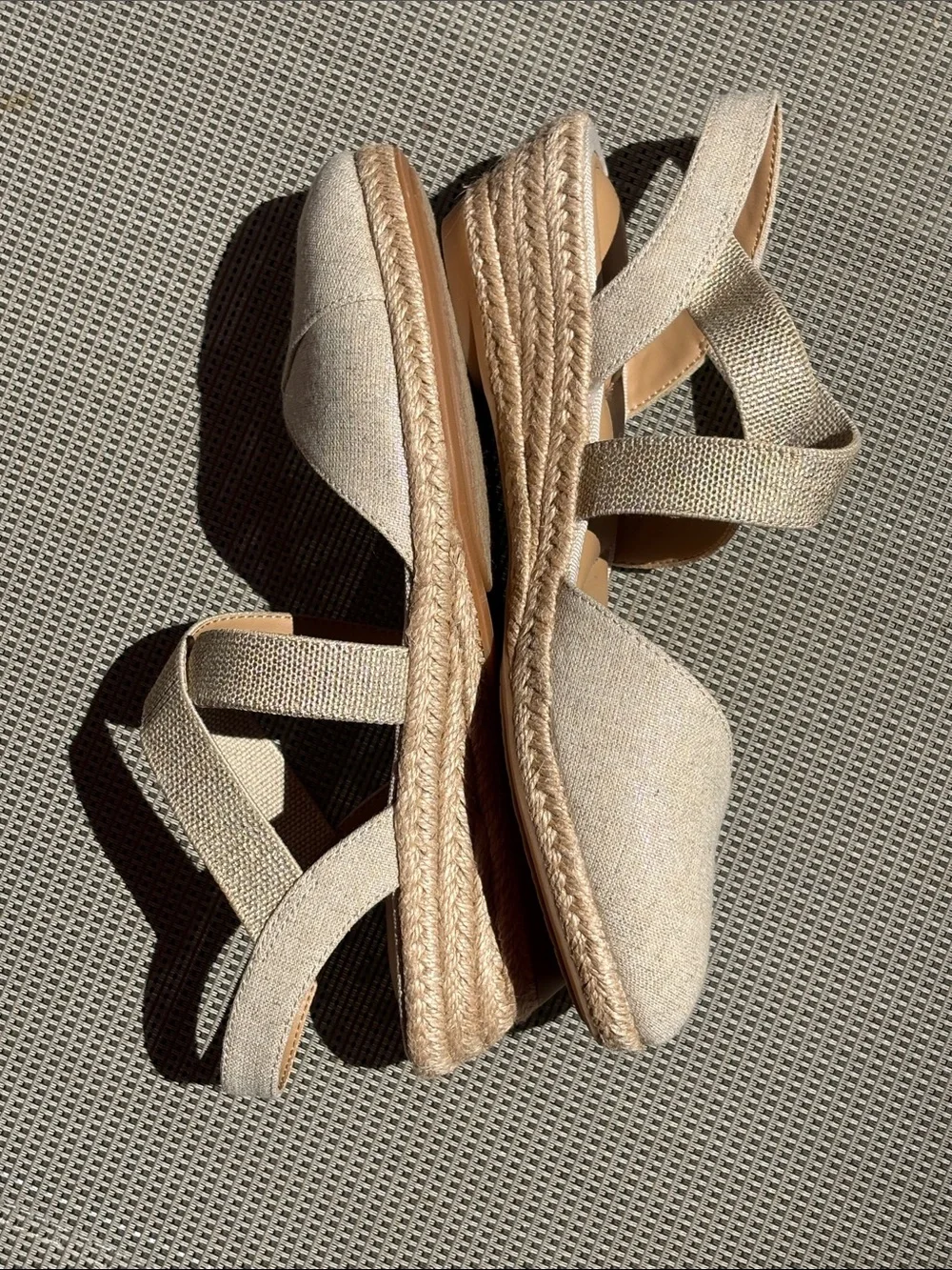 Kelly & Katie Shimmery Gold Mary Jane Wedge with Cross Strap